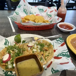 My tacos with a hot sauce. Toasty hot!