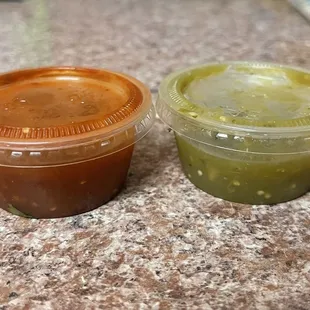 Red and green salsa options are fresh, authentic, and perfectly spicy.