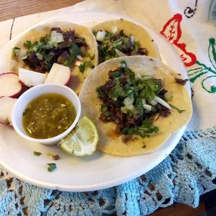 Best taco's I've had in town! These are steak tacos.