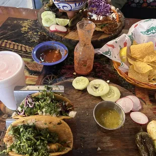 Carne asada, chorizo, shrimp tacos