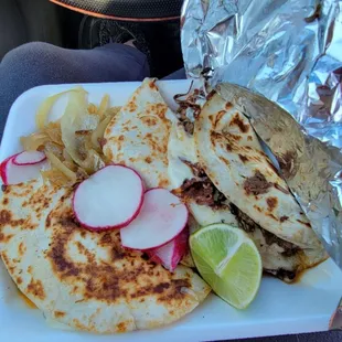 Only on the weekends they have birria. These are the most tender and juicy birria ever. Quasadilla in the picture
