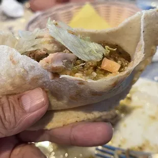 Eating chile verde plate! They're tortillas are so bomb!