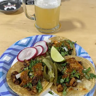 2 al pastor and 1 carne asada taco ($2.50 per taco)