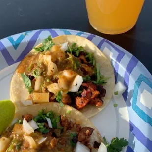 2 al pastor tacos $4