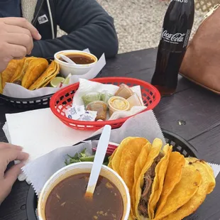 Birria tacos with consomé