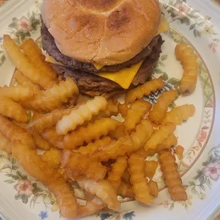 Double Cheeseburger and French Fries