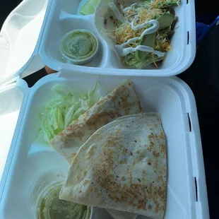 Chicken Quesadilla &amp; Barbacoa Street Taco
