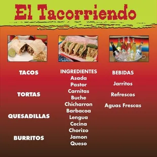 tacoriendo menu