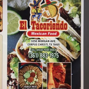 a menu for mexican food