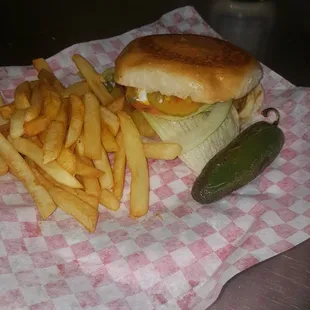 a sandwich and french fries