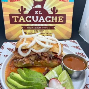 a plate of mexican food