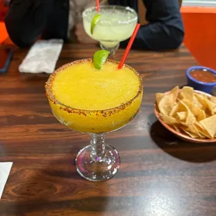 Blended mango margarita &amp; house margarita