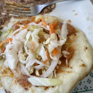 Queso Papusa with pickled veggies and salsa