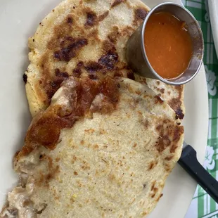 Pupusas revueltas. Ask for the salsa and curtido.
