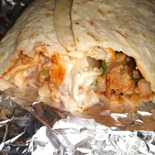 Inside shot of pollo burrito!