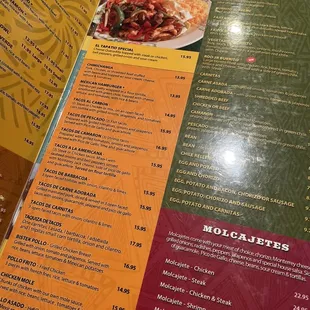 a menu for a mexican restaurant