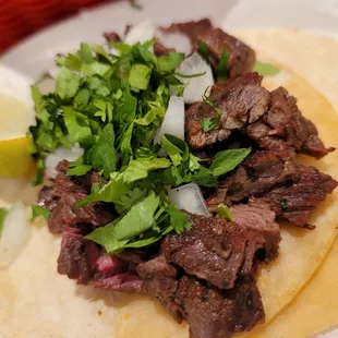 Steak street taco! So delicious! Only $3.50 on happy hour!
