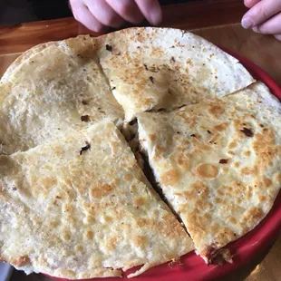 Chicken and cheese quesadilla
