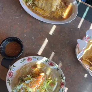 Chicken taco. Chicken chimichanga