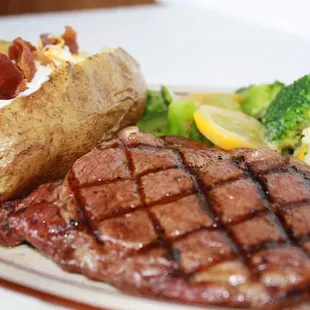 a steak and a baked potato