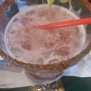 Frozen margarita  all these ice cubes and a spicy rim