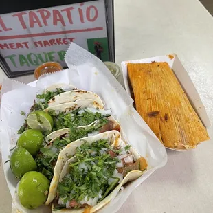 tacos and pork tamale