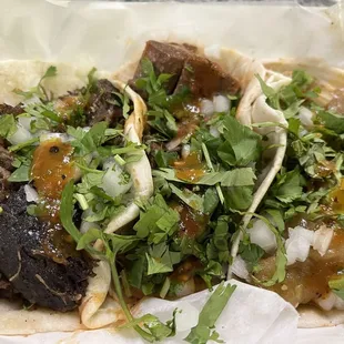 Slap Yo Momma Good Tacos from L to R: Barbacoa, Lengua, Chicharron !!!