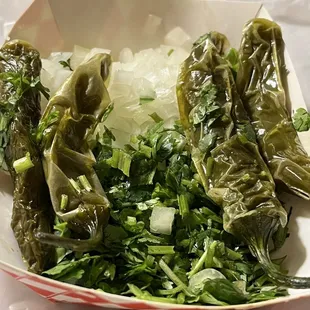 Grilled serrano's, onion, cilantro