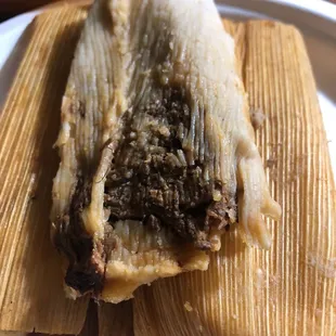3 pork tamales for dinner - Delicious and huge !!!