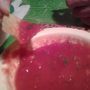 Largely chopped parsley adds color the the fresh chips and salsa