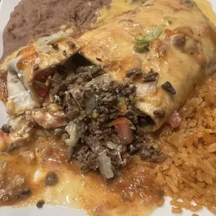 Ground beef but should have been Carne Guisada beware as they will give you ground beef instead of steak fajita beef as well