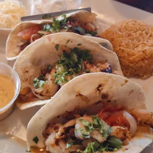 Shrimp tacos - loved that they put the sauces on the side so I could load it the way I like!