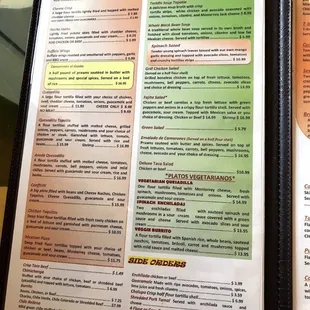 menu