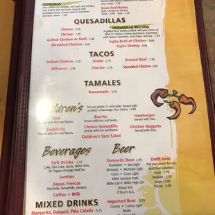 menu