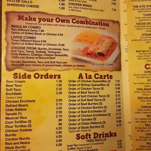 Page 1 of their menu.