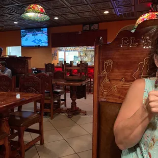 a woman in a mexican restaurant