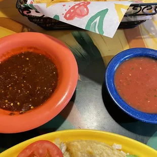 Their spicy and regular salsa