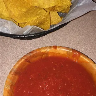 a plate of tortillas and a bowl of salsa