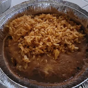 Ala carte order of beans and rice. No half orders allowed. This is roughly $9 for just over a cup of food.