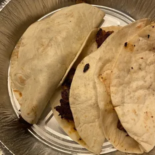 two tortillas on a plate