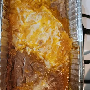 Cheese enchilada and beans