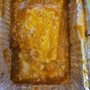 Cheese and onion enchilada ala carte lukewarm even though it was a quick delivery but still good Enchilada