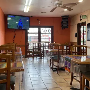 a view of the dining area