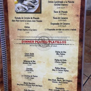 menu
