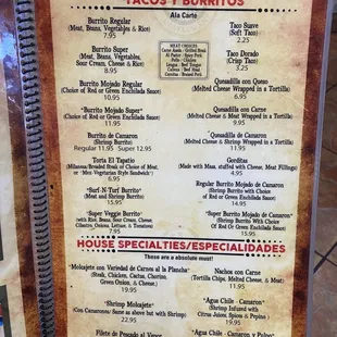 menu