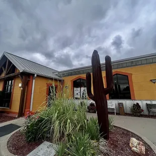 the entrance to a restaurant