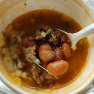 The Frijol atm, charro beans topped with steak melty cheese and avocado. Delicious.