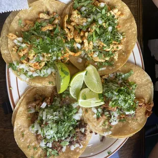 4 tacos beef chicken pastor