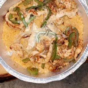 Chicken cheese rice green onions