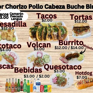 tacos, menu